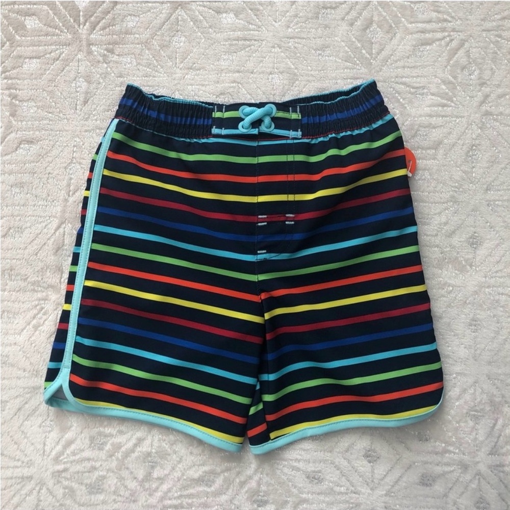 Wonder Nation Toddler Boys Swim Trunks 2T UPF 50+ Striped Board Shorts NWT